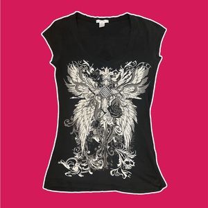 SOLD - Black and White Rhinestone Baby Tee